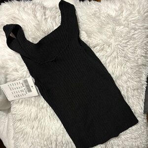 Brandy Melville Black Ribbed Sleeveless Tank Top